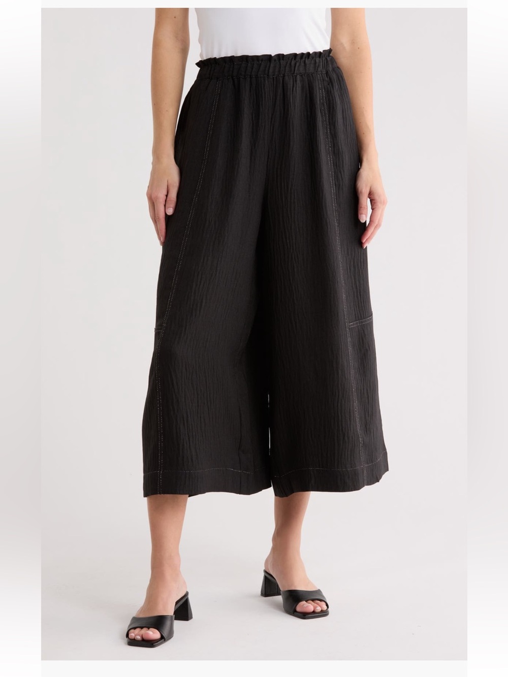 Max Studio Black Gaucho with Contrast Topstitching large